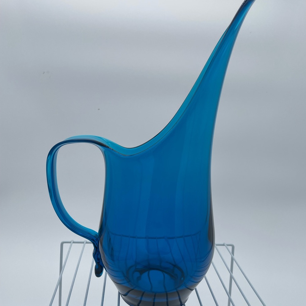 Blue Viking Glass Swung Pitcher